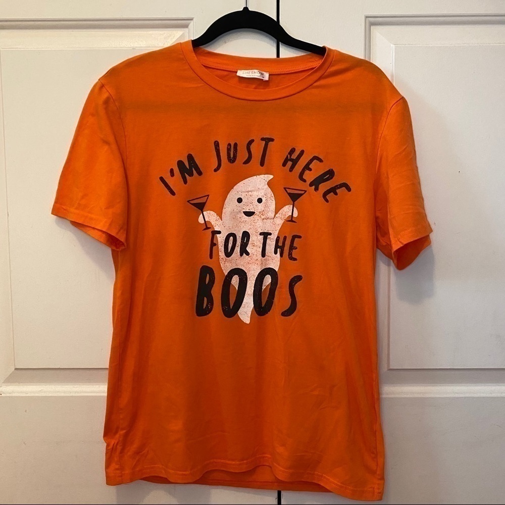 HALLOWEEN SHIRT "I'm Just Here For The Boos" Orange Funny Graphic T-Shirt